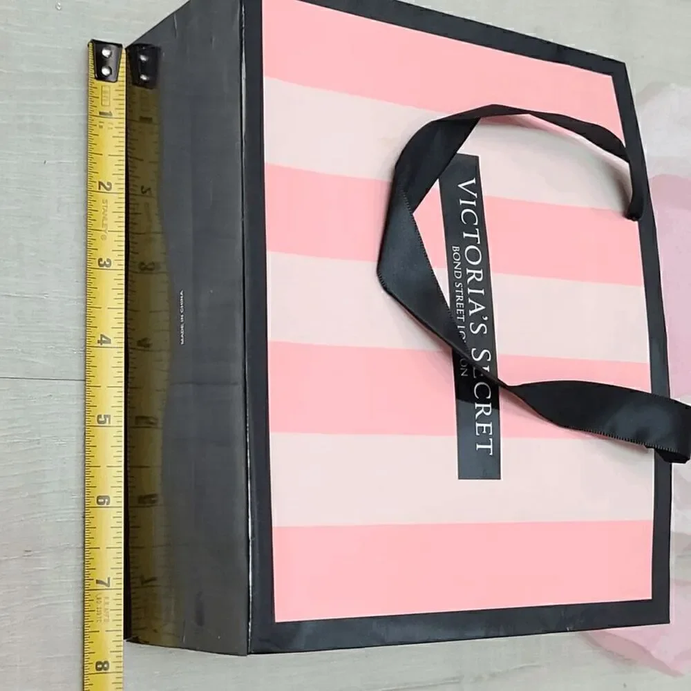 💗 VICTORIA'S SECRET Empty Paper Pink Shopping Gift Bag Cloth Handles w/Tissues
